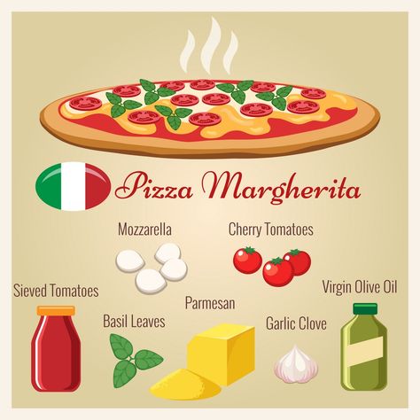 Pizza Menu Design, Pizza Illustration, Pizza Margarita, Margarita Pizza, Culinary Cooking, Pizza Menu, Food Doodles, Food C, Lunch Hour