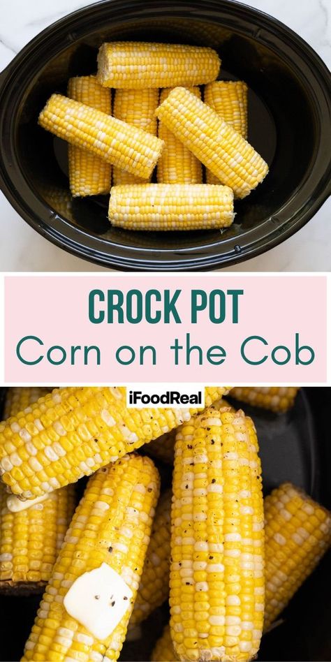 Crock Pot Corn On the Cob cooks perfectly every time. It's the easiest way to make tender, juicy corn and keep warm in your slow cooker for parties, BBQ and potlucks. It's a summer staple or just an easy dinner side dish! Crock Pot Corn On The Cob, Crockpot Corn On The Cob, Healthy Potluck Recipes, Crockpot Corn, Easy Dinner Side Dishes, Crock Pot Corn, Corn On The Cob Recipe, Delicious Crockpot Recipes, 30 Minute Meals Healthy