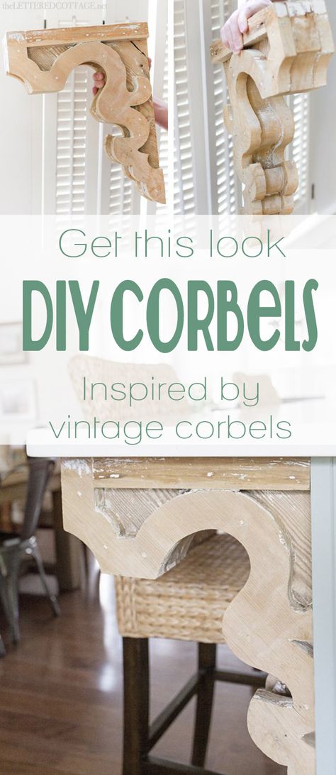 DIY Vintage-Inspired Corbels | pattern and tutorial on Remodelaholic.com #corbel #decorate #diy #woodwork Diy Corbels, Vintage Corbels, Casa Clean, Diy Holz, Décor Diy, Diy Vintage, Farmhouse Kitchen Decor, Diy Home Decor Projects, Diy Home Improvement