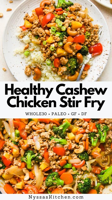 Healthy Cashew Chicken, Cashew Chicken Stir Fry, Gluten Free Dairy Free Dinner, Stir Fry Sauce Easy, Chicken Cashew Stir Fry, 30 Minute Meals Healthy, Easy Stir Fry Recipes, Healthy Stir Fry, Homemade Dinner Recipes