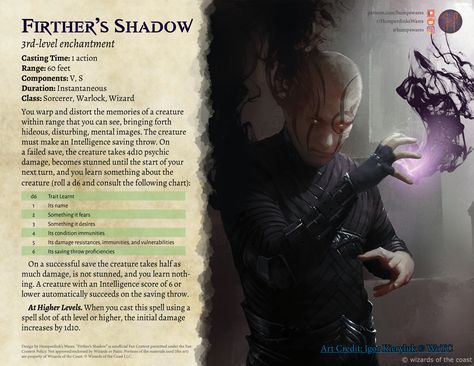 A spell with good #damage, great #control, and plenty of #rp potential. Get this in your #5e #dnd #tabletop #roleplaying #game as an alternative to fireball and lightning bolt. Necromancy Spells, Warlock Spells, Dark Magic Spells, Dnd Spells, Arcane Trickster, Dnd Items, Dnd Races, Dnd Classes, Magic System