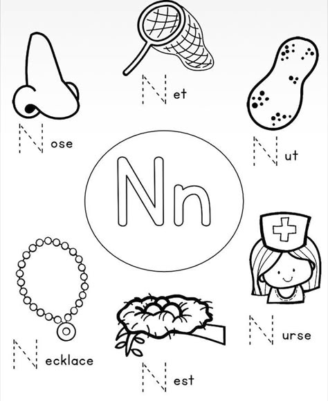 Letter N Worksheets For Preschool, Kids Bible Study Activities, Preschool Alphabet Book, Letter N Worksheet, Letter Sounds Preschool, Preschool Activity Sheets, Alphabet Activities Kindergarten, Alphabet Crafts Preschool, Letter Worksheets For Preschool