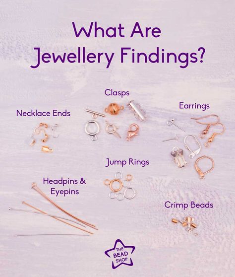 This beginners guide to findings will introduce you to the basic jewellery findings, perfect if you are just getting started in making jewellery Jewellery Findings Guide, Basic Jewelry Making, How To Make Jewelry For Beginners, How To Make Earrings For Beginners, Basic Jewellery, Jewelry Findings Guide, Jewellery Making Tools, Jewellery Findings, Making Jewelry For Beginners