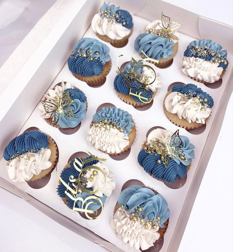 Cupcake Trends, Cupcake Icing Designs, 50th Birthday Cupcakes, Baked Tilapia, Cupcake Decorating Tips, Icing Design, Blue Cupcakes, Pretty Cupcakes, Cupcake Cake Designs