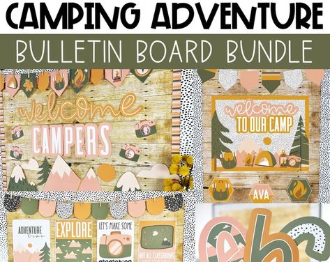 AshleyMckenzieDecor - Etsy Adventure Bulletin Board, Camping Bulletin Boards, Elementary Classroom Themes, Camping Classroom, Camping Theme Classroom, Adventure Decor, Back To School Bulletin Boards, Adventure Theme, Classroom Decor Themes