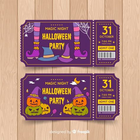 Halloween Tickets, Halloween Party Tickets, Party Tickets, Drawing Set, Free Halloween, Vector Photo, Graphic Resources, Halloween Party, Hand Drawn