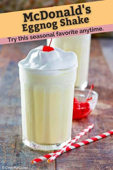 Eggnog Milkshake, Eggnog Shake, Mcdonalds Recipes, Milkshake Recipe Easy, Homemade Eggnog, Wonton Recipes, Festive Food, Single Serving Recipes, Seasonal Drinks