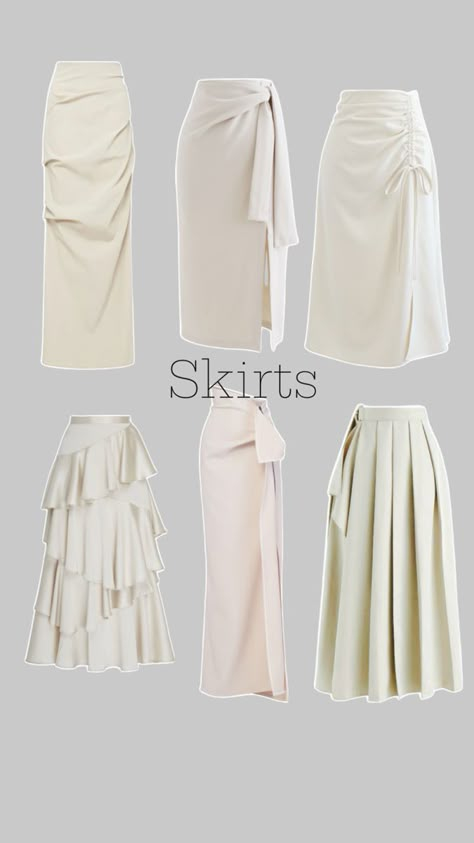 Skirts of different styles and textures Skirt Models Ideas, Long Skirt Design Ideas, Chiffon Skirt And Blouse Styles, Latest Skirt Designs, Skirts Design Ideas, Long Skirt Outfits Elegant, Trending Skirt, Elegant Skirts, Fancy Skirts