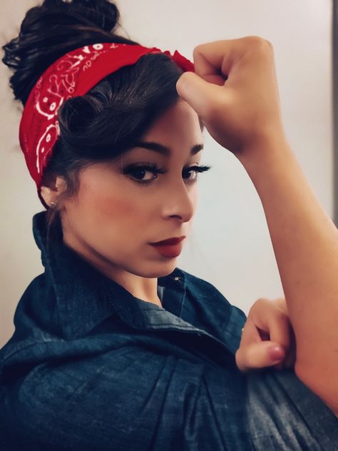 Rosy The Riveter Costume, Rosy The Riveter, Rosie The Riveter Costume, Rosie The Riveter, Great Women, We Can Do It, Hocus Pocus, Dress Ideas, Bandanas