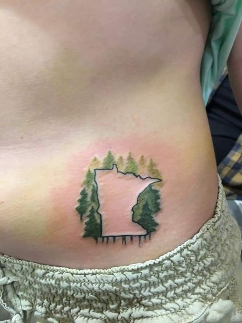 Mn Tattoo, Loon Tattoo, Minnesota Tattoo, State Tattoos, Tattoo 2024, Map Tattoos, Flag Tattoo, Matching Couple Tattoos, Home Tattoo