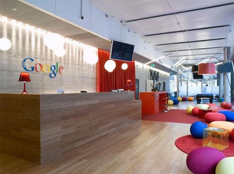 Google Office. Reception Area Office Reception Seating, Google Headquarters, Google Office, Corporate Office Design, Office Lobby, Office Pictures, Modern Office Design, Office Reception, Reception Area