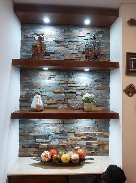 Wall Cladding Living Room, Cladding Living Room, Wall Decorating Ideas, Stone Wall Design, Stone Wall Cladding, Back Deck Decorating, Wall Decorating, Small Deck Decorating Ideas, Deck Decorating Ideas