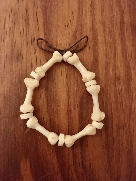 Carved from beef bone Bone Bracelet, Handmade Bone Jewelry For Halloween, Bone Beads Jewelry, Carved Bone, Adjustable Beaded Bone Jewelry, Bones Bracelet, Beef Bones, Bone Carving, Bones