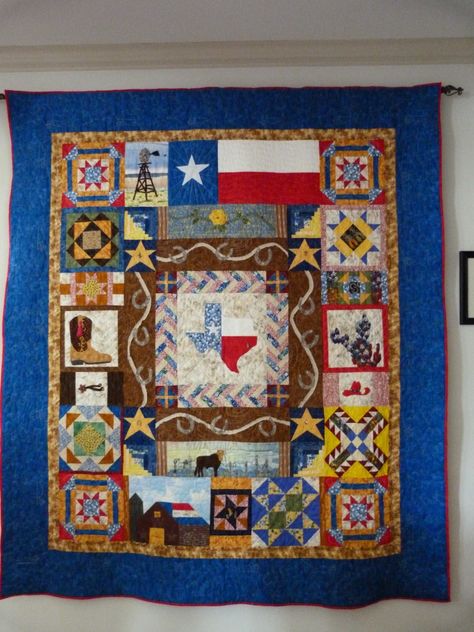 TX - Houston Area 024 Texas Quilt, Cowboy Quilt, Western Quilts, Texas Theme, 3d Quilts, Quilt Sewing Patterns, Cowboy Theme, Patriotic Quilts, Colorful Quilts