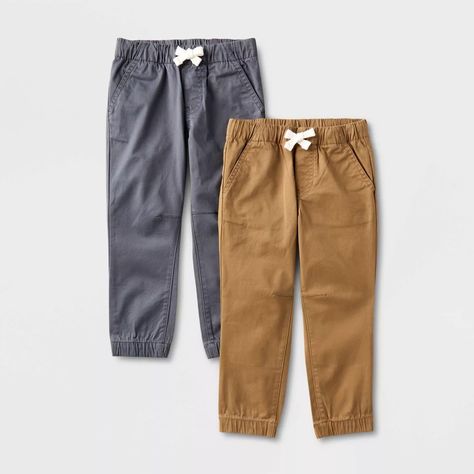 Toddler Boys' 2pk Woven Pull-on Jogger Pants - Cat & Jack™ Brown/gray 3t : Target Small Toys, Straight Fit Jeans, Toddler Boy Outfits, Hem Style, Pair Of Pants, Cat & Jack, Bottom Clothes, Toddler Outfits, Jogger Pants