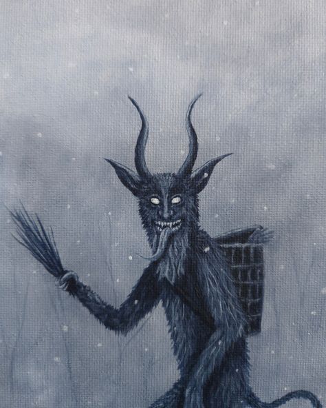 Krampus Painting, Creepmas Wallpaper, Krampus Aesthetic, Creepy Christmas Art, Krampus Wallpaper, Krampus Art, European Folklore, Creepy Christmas, Dark Christmas