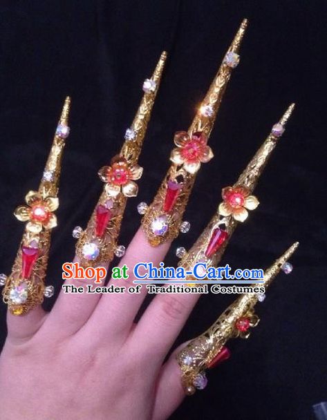 Chinese Traditional Wedding Finger Accessories Ancient Princess Nail Wrap for Women Nail Guards Chinese, Chinese Nails Designs, Xiaohongshu Nails, Nails Douyin, Beachy Nail Designs, Finger Claws, Chinese Nails, Vintage Nail Art, Finger Accessories