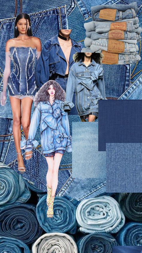 #myfirstshuffle Denim Inspiration Board, Retro Futurism Fashion, Fashion Illustration Hair, Sewing Upcycle, Mood Board Fashion Inspiration, Fashion Show Themes, Moda Denim, Fashion Illustration Sketches Dresses, Fashion Design Patterns