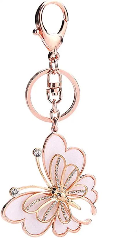 Amazon.com: WEILYDF Rose Gold Tone Cute Butterfly Bag Charm Keychain Car Key Chain with Key Rings for Women Girls Gifts : Clothing, Shoes & Jewelry Butterfly Keychains, Pink Key Chains, Cute Key Chain, Cute Key Chains, Key Ring, Cute Keychains For Car Keys, Key Chains, Chains Aesthetic, Girls Keychain