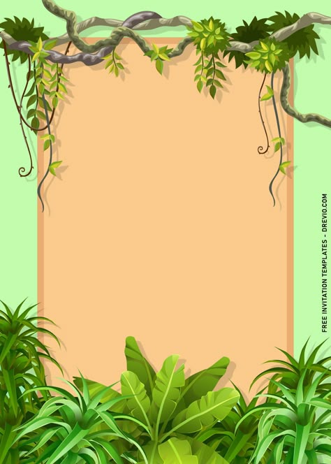 Cool 11+ Fun Jungle Birthday Party Invitation Templates           The only problem of hosting any event was either finding a good inspiration or got stuck on something over and over, resulting you to spend count... Jungle Theme Background Safari Party, Jungle Invitations Template, Jungle Birthday Party Invitations, Jungle Theme Invitation Template, Jungle Party Invitations, Safari Theme Invitation Template, Safari Invitation Template Free, Jungle Theme Background, Jungle Theme Invitation