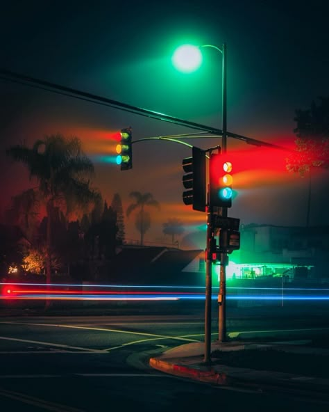 Stoplight Party, Resonance Aesthetic, Color Background Video, Video Game Environment, City Night Photography, Rain Pic, Liquid Stranger, Cool Iphone Wallpaper, Foggy City