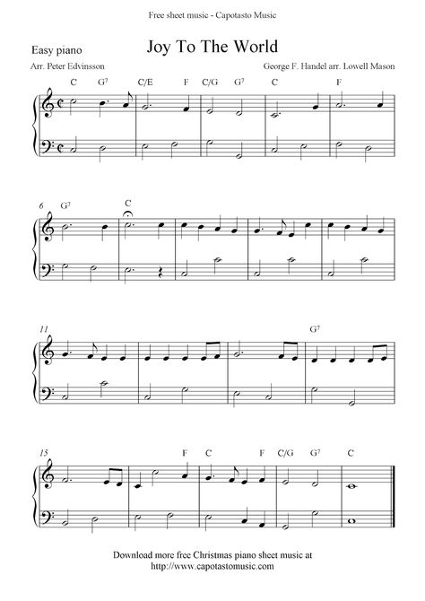 Easy Sheet Music For Beginners: Easy free Christmas piano sheet music notes, Joy To The World Joy To The World Sheet Music, Easy Christmas Songs Piano, Joy To The World Piano, Easy Piano Sheet Music Free, Sheet Music Christmas, Christmas Piano Sheet Music, Sheet Music With Letters, Piano Pieces, Easy Sheet Music