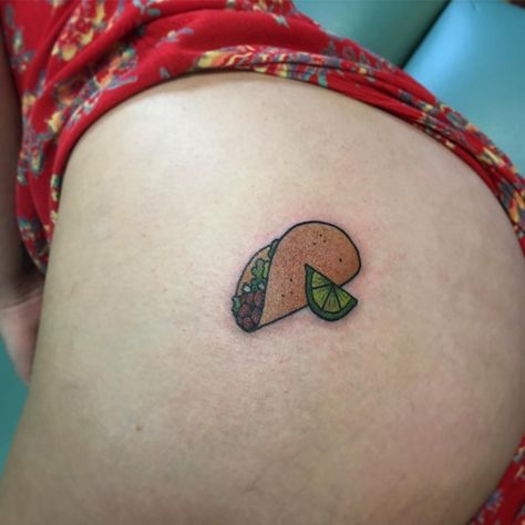 Pink Taco Tattoo, Mini Taco Tattoo, Minimalist Taco Tattoo, Taco Tattoo Design, Burrito Tattoo, Cute Taco Tattoo, Small Taco Tattoo, Pizza Tattoo Minimalist, Taco Tattoo