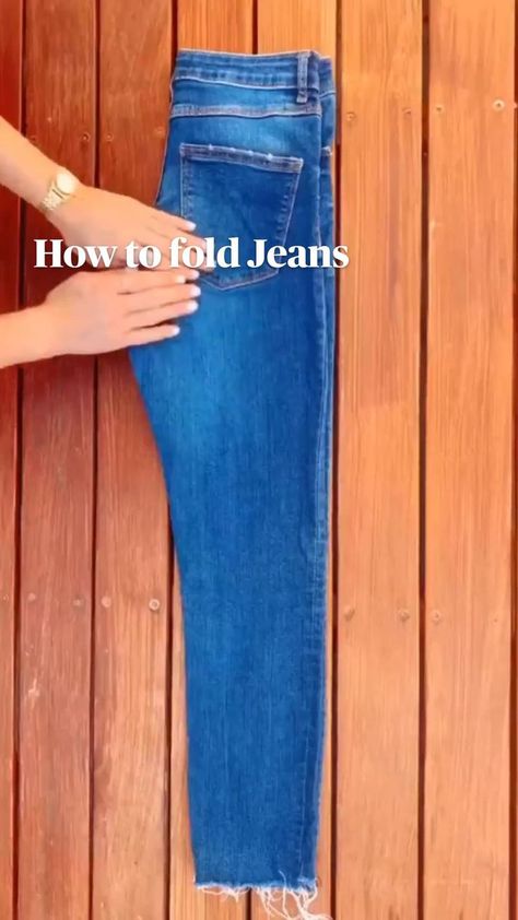 How to fold Jeans(wardrobe hacks) in 2022 | How to fold jeans, Folding jeans, Diy clothes and shoes Fold Pants, How To Fold Jeans, How To Fold Pants, Folding Jeans, Packing Hacks Clothes, Shirt Folding, Packing Clothes, Clothes Life Hacks, Clothes Organization Diy