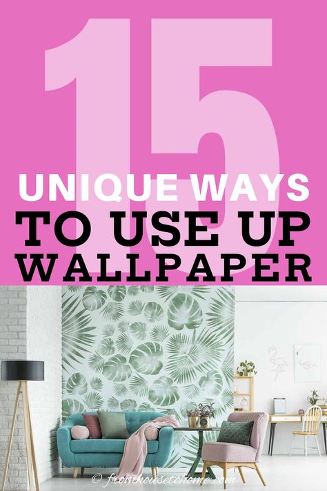 If you're looking for some creative DIY wallpaper craft ideas or ways to use up some leftover bits, this list of easy ways to use up unused wallpaper is perfect! #fromhousetohome #DIY #wallpaper #homedecor What To Do With Wallpaper Scraps, Wallpaper On Floor Diy, Framing Wallpaper As Art Diy, Wallpaper In Frames Ideas, Wallpaper Crafts Ideas Projects, Leftover Wallpaper Ideas, Easy Wallpaper Ideas, Decorate With Wallpaper, Leftover Wallpaper