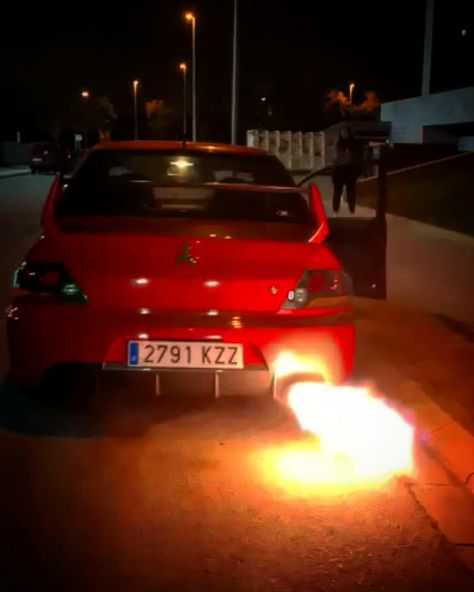 Car Exhaust Fire, Lancer Car, Jdm Wallpapers, Car Dump, Evo 9, Evo 8, Stanced Cars, Car Exhaust, Jdm Wallpaper