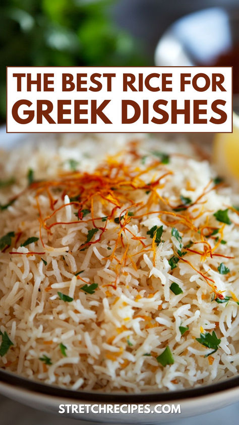 Unlock the secret to restaurant-style Greek rice with our easy recipe! From washing to cooking with broth, this guide will help you make perfect Greek rice every time. Save for your next Greek dinner! Check out the blog for the complete guide! Herbal Rice Recipe, Mediterranean Rice Recipe, Lebanese Rice Recipe, Best Rice Recipe, Jasmine Rice Recipes, Greek Dinner, Greek Rice, Mexican Rice Easy, Rice Side Dish Recipes