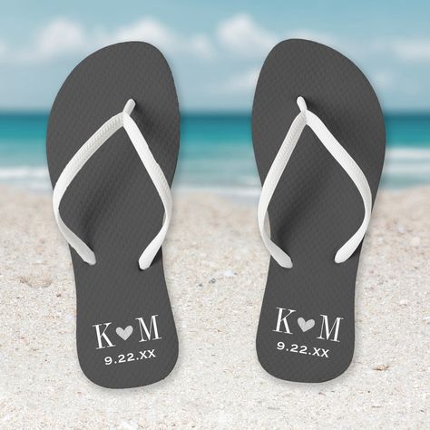 Pink Modern Wedding, Grey Wedding Theme, Personalized Flip Flops, Printed Flip Flops, Gray Wedding, Wedding Monogram, Gray Weddings, Chart Design, Text Fonts