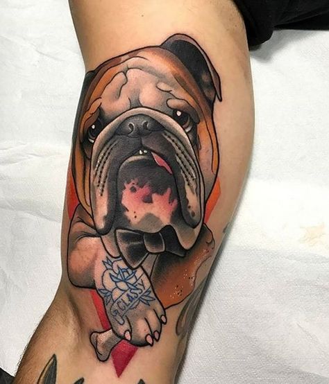 14 Beautiful English Bulldog Tattoo Ideas Dog Portrait Tattoo, Bulldog Tattoo, Tattoo Prices, Gorgeous Tattoos, British Bulldog, Tattoo Cover, Tattoo Cover-up, Tattoo Outline, Dog Tattoo