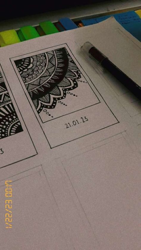 #mandala #art #mandala #gelpen #zen #zenpatterns #drawing #draw #painting #picture #wip #sketch #inspo #artinspo #polaroid Mandala Art On A4 Size Paper, New Year Mandala Art 2024, Mandala Polaroid, Mini Polaroid, Draw Painting, Colour Mixing, Art Journal Cover, Polaroid Frame, Simple Mandala