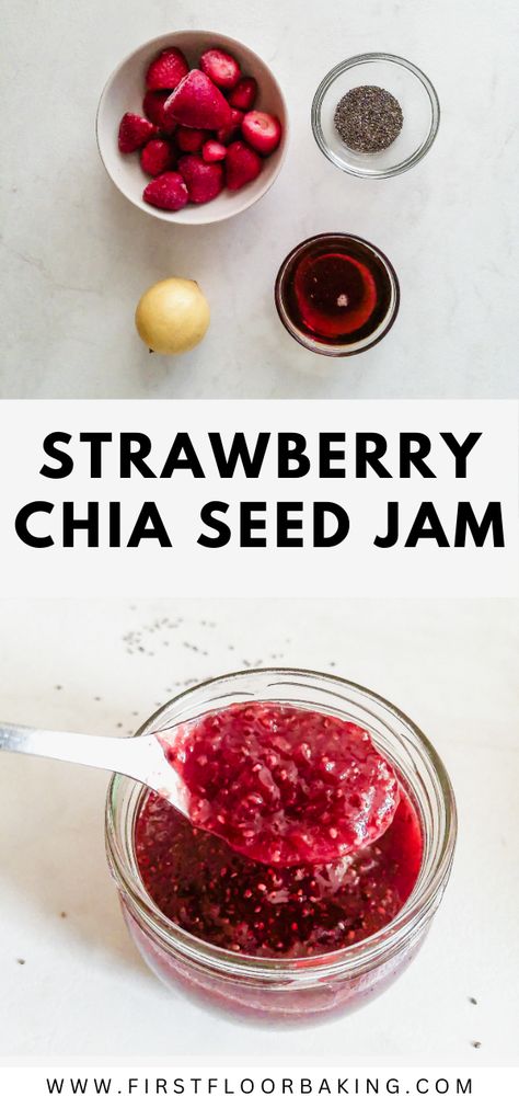 Strawberry Chia Seed Jam Chia Seed Jam Recipe, Strawberry Chia Jam, Chia Seed Jam, Chia Jam, Baked Recipes, Healthy Strawberry, Blackberry Jam, Fruit Jam, On Toast