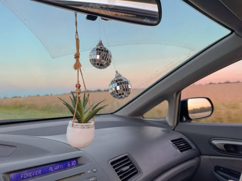 sunset drives -  #drives #Sunset Disco Ball Rear View Mirror, Car Wheel Decor, Cute Boho Car Decor, Mirrorball Car Decoration, Disco Ball Car Hanger, Disco Ball In Car, Fun Car Decorations, Car Aesthetic Decoration, Disco Ball For Car