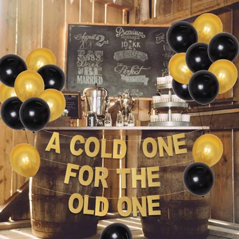 Amazon.com: A Cold One for The Old One Party Decorations Banner, Beer Black Gold Balloons for Men Aged to Perfection Cheers and Beers to 40 Years 50th 60th Birthday Becorations : Toys & Games 31 Birthday Ideas, Dads 50th Birthday Ideas, Man 30th Birthday Ideas, Men Birthday Theme, 60th Birthday Decorations For Men, Ski Themed Party, Balloons For Men, Birthday Hubby, 60th Birthday Ideas For Dad