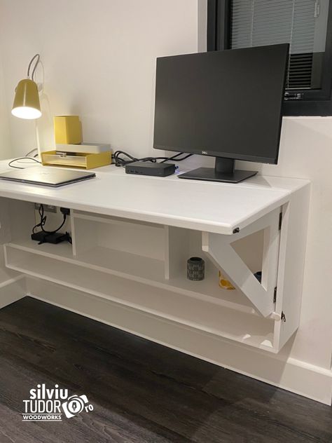 Folding Desk Office, Tiny Space Desk, Fold Out Office Desk, Fold Up Office Desk, Foldaway Desk Home Office, Fold Down Desk Ideas, Ikea Pull Out Desk, Fold Down Desk Wall Mounted Diy, Tiny Room Desk Ideas