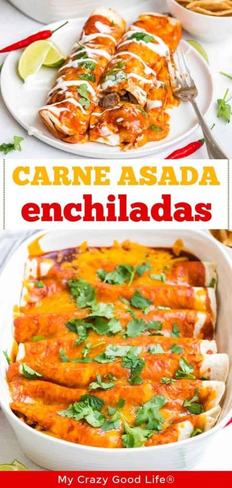 21 Day Fix Mexican, Carne Asada Enchiladas, Mexican Tortas Recipe, Homemade Red Enchilada Sauce, My Crazy Good Life, Enchiladas Healthy, Dinner Recipes Healthy Family, 21 Day Fix Meal Plan, Mexican Recipe