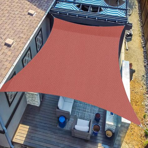 Sun Shade Sail, 10'x13' Red Rectangle Canopy Shades for Outdoor Patio Pergola Cover Sunshade Sails UV Blocking Canovas Covers Pergola Ideas Backyard, Outdoor Patio Pergola, Pergola Cover, Solar Powered Fan, Laboratory Furniture, Sun Sails, Sail Canopy, Sail Canopies, Outdoor Patio Garden