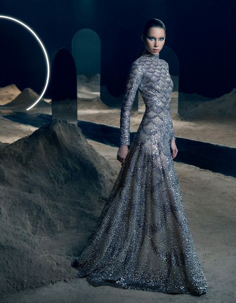 Sage Gown, Rami Kadi, Scales Pattern, Haute Couture Gowns, Couture Looks, Printed Gowns, Couture Dress, Beautiful Evening, Zuhair Murad