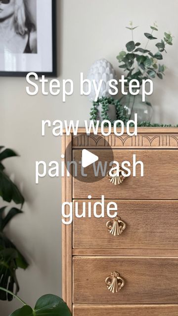 Kerry Willetts | Furniture Upcycler on Instagram: "👇🏼Step by step guide👇🏼

📌 Remember to save this post so you can refer back to it later 👍 📌

🪵 Paint washing for a natural raw  wood look🪵 

1️⃣ Remove all of the old varnish ( see my previous stripping reel for more details on this 😁) 

Make sure the wood nice and smooth before you start ❗️this is important to help the paint wash spread evenly❗️

2️⃣ Mix the paint wash 70% water 💦and 30% paint🎨

Use a light Taupe water based paint 

3️⃣ Mist spray with water 

This will open up the wood grain to take in the paint wash more evenly and stop areas drying out 🤌

4️⃣Apply the paint wash with a paint brush 

Work on each area separately. So maybe paint wash the top then do the side then the drawer fronts and so on ….. ( don’t try to Paint Washed Furniture, Tan Washed Furniture, Taupe Painted Furniture, Paint Wash Wood, Paint Washing Wood, Paint Wash Furniture, Washed Furniture, Raw Wood Look, Raw Wood Furniture