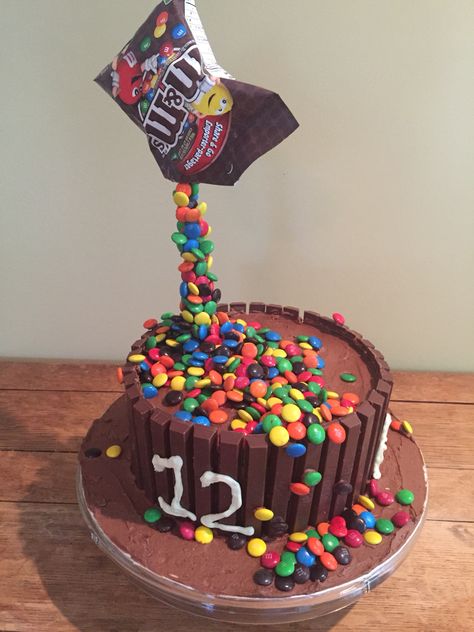 Cake made for my 12 year old.  A lot of fun to make but patience required Chocolate Image, Chocolate Images, Cakes For Teenagers, Gravity Cakes, 12th Birthday Party Ideas, Zodiac Clothes, Anti Gravity Cake, 12th Birthday Cake, Gravity Defying Cake