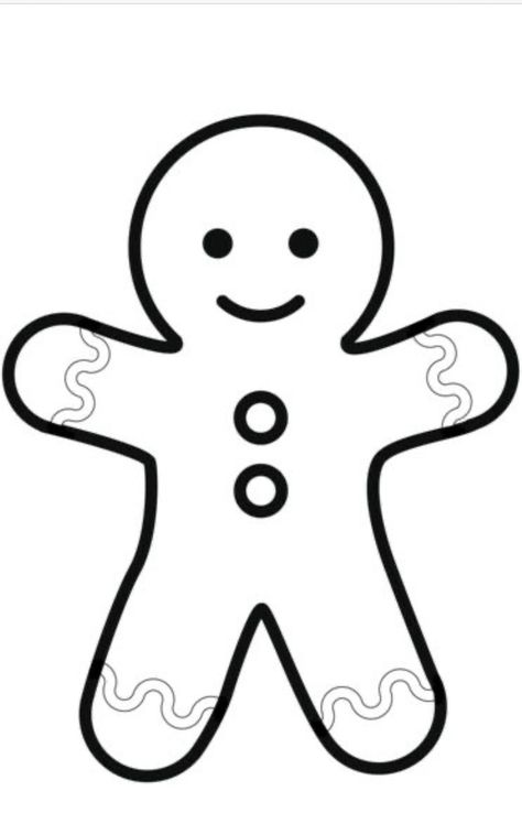 Gingerbread Man Outline, Gingerbread Outline, Gingerbread Men Crafts, Gingerbread Printable, Simple Christmas Drawings, Christmas Pictures To Color, Gingerbread Man Coloring Page, Man Coloring Pages, Navidad Diy