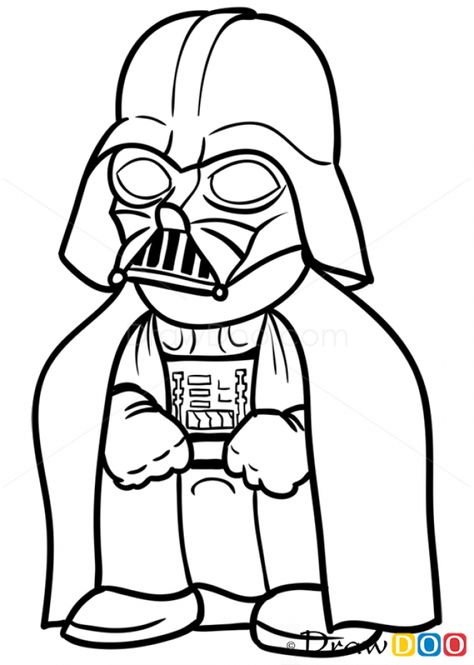 How to Draw Darth Vader, Chibi Star Wars Star Wars Characters Drawings, Chibi Star Wars, Darth Vader Drawing, Star Wars Art Drawings, Star Wars Coloring, Cross Coloring Page, Harry Potter Coloring Pages, Star Wars Cartoon, Star Wars Colors