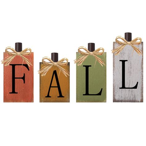 PRICES MAY VARY. Fall decorations for home - The Fall Signs with the letter, which give your home a Thanksgiving Day touch,and the eye catching signs will attract and surprise your guests.They will make a great addition to your Thanksgiving party, Fall decor! Wide Application - This Fall Decor Set is perfect for decorating your tiered trays,table,cabinets,risers,shelves,kitchen island or anywhere you want to display them in Fall style. Sturdy - The Fall Decor Signs are made of quality wood mater Fall Lights, Fall Decor Signs, Fall Blocks, Fall Decorations For Home, 3d Pumpkin, Lights Decor, Fall Table Centerpieces, Thanksgiving Signs, Fall Thanksgiving Decor