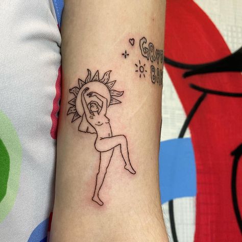 Sun Lady Tattoo, Dancing Lady Tattoo, Groovy Tattoo, Lady Tattoo, Funky Tattoos, Thank U So Much, Tattoo Flash, Thank U, Flash Tattoo