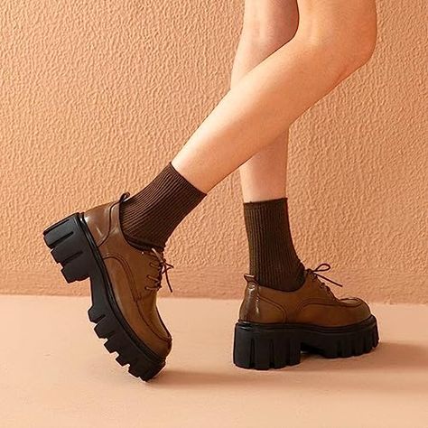 \#BeauToday #ChunkyOxfords #WomenShoes #PerforatedLeather #LaceUpShoes #FashionFootwear #ClassicStyle #ComfortableShoes #ElevateYourStyle Ladies Casual Shoes, Platform Shoes Women, Dr Shoes, Oxford Platform, Chunky Loafers, Shoes Handmade, Saddle Brown, Handmade Shoes, Leather Items