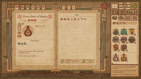 Potion Permit, Potion Craft, Bee Games, Potions Recipes, Arte Nerd, Game Gui, Anime Jewelry, Medieval Manuscript, Game Concept Art