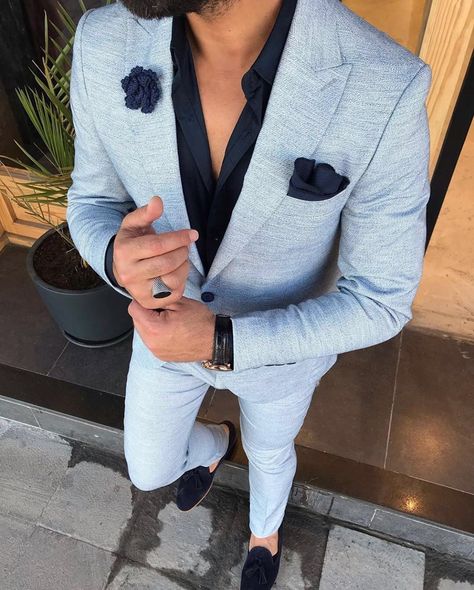 Austin Ice Blue Slim-Fit Suit Sale pric Blue Blazer Men, Roblox Accessories, Blue Slim Fit Suit, Light Blue Suit, Prom Suits For Men, Mens Casual Suits, Blazer Outfits Men, Outfit Blazer